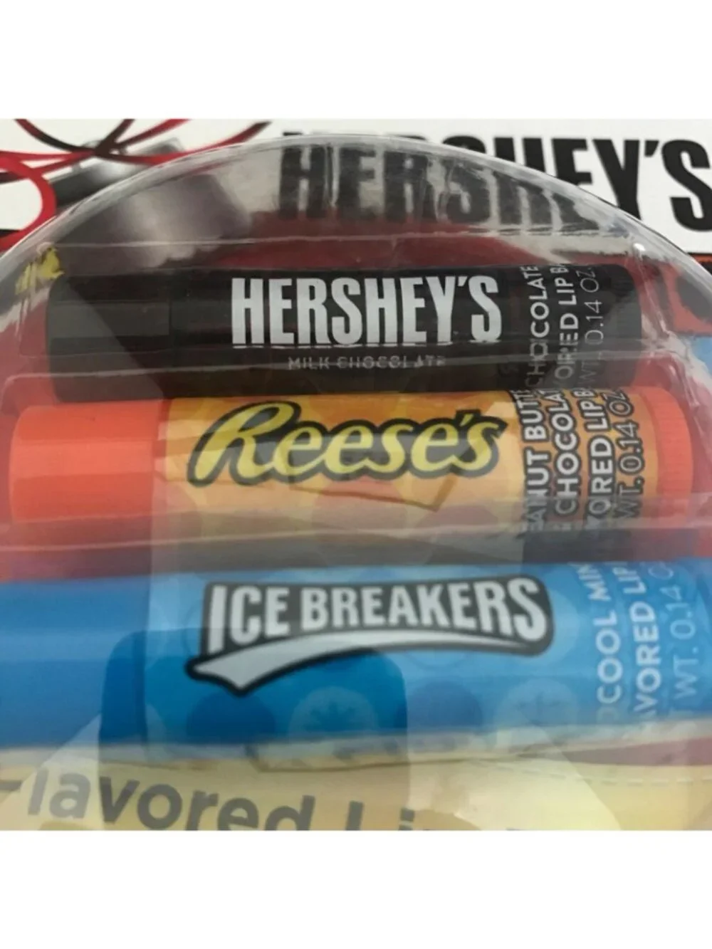 Hersheys 3-Pack Flavored Lip Balm Set Chocolate Peanut Butter Cool Mint 0.42 Oz